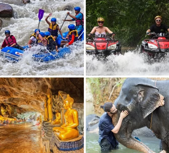 Phuket White Water Rafting Tour (Rafting , Zipline , ATV , Elephant Trekking , Elephant Bathing)