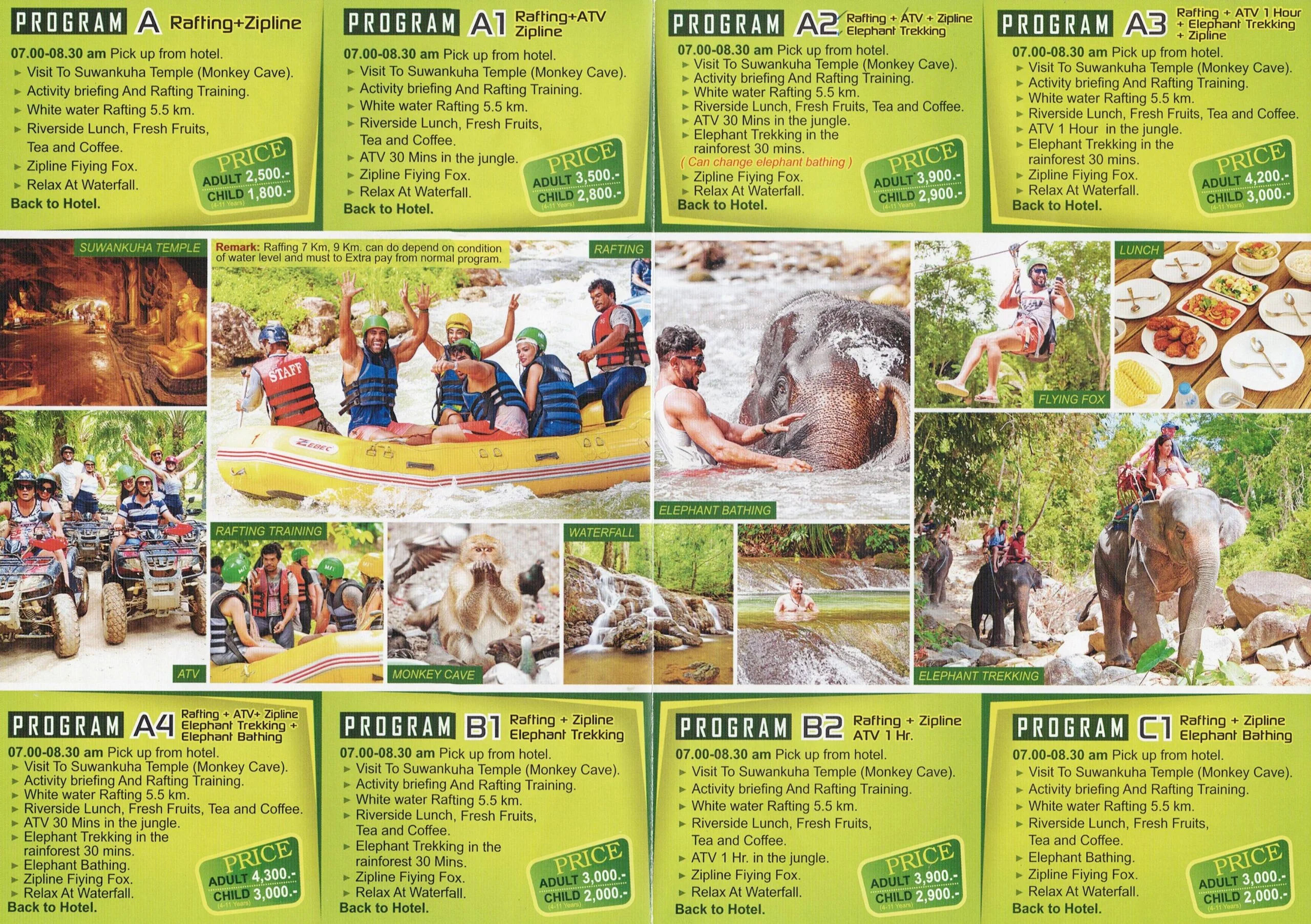 Phuket White Water Rafting Tour (Rafting , Zipline , ATV , Elephant Trekking , Elephant Bathing)